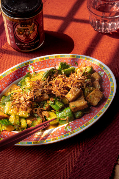Smashed Cucumber Salad with Air-Fried Tofu
