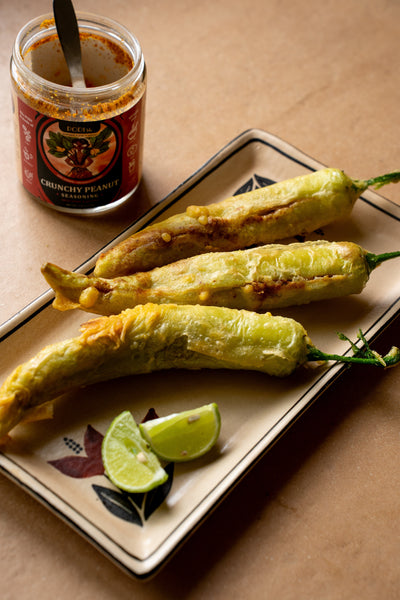 Mirchi Bajji (Stuffed South Indian style Pepper Poppers)