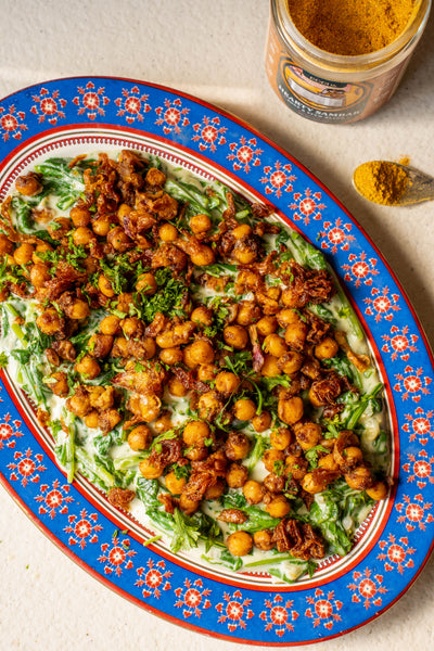 Creamy Hearty Sambar Spinach Chickpeas