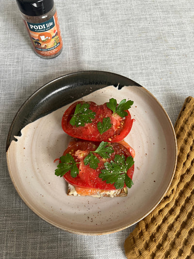 Creamy Honey-Mustard Tomato Salmon Crispbread